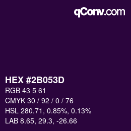 Color code: HEX #2B053D | qconv.com