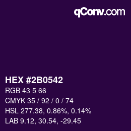 カラーコード: HEX #2B0542 | qconv.com
