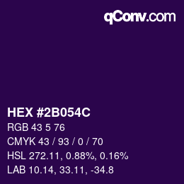 Color code: HEX #2B054C | qconv.com