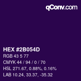 Color code: HEX #2B054D | qconv.com