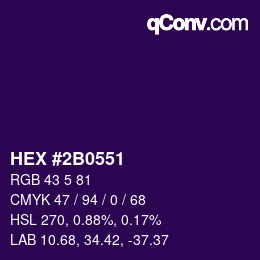 Color code: HEX #2B0551 | qconv.com