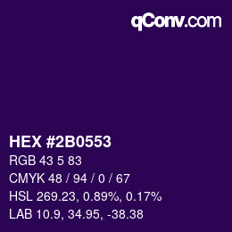 颜色代码: HEX #2B0553 | qconv.com