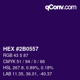 カラーコード: HEX #2B0557 | qconv.com