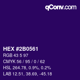 カラーコード: HEX #2B0561 | qconv.com