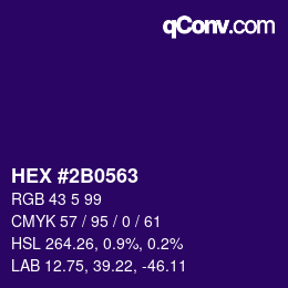 カラーコード: HEX #2B0563 | qconv.com