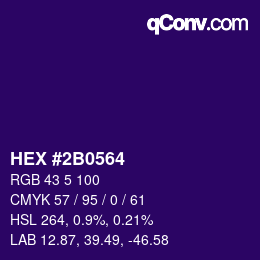 カラーコード: HEX #2B0564 | qconv.com
