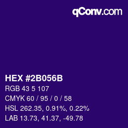 Farbcode: HEX #2B056B | qconv.com