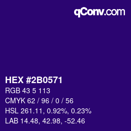 Color code: HEX #2B0571 | qconv.com
