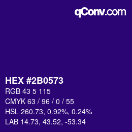 カラーコード: HEX #2B0573 | qconv.com