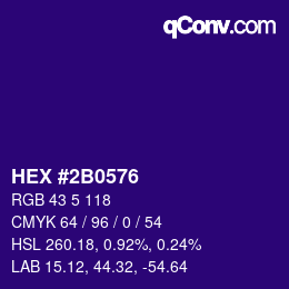 Color code: HEX #2B0576 | qconv.com
