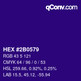 カラーコード: HEX #2B0579 | qconv.com
