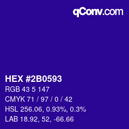 Color code: HEX #2B0593 | qconv.com