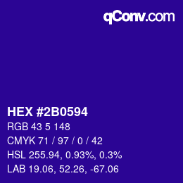 颜色代码: HEX #2B0594 | qconv.com