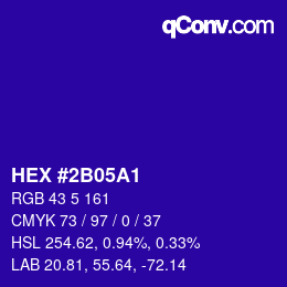 カラーコード: HEX #2B05A1 | qconv.com