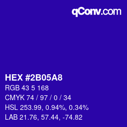 Code couleur: HEX #2B05A8 | qconv.com