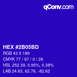 Color code: HEX #2B05BD | qconv.com