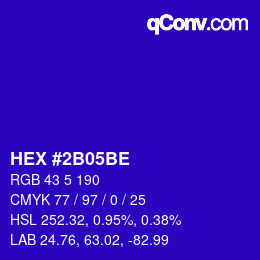 カラーコード: HEX #2B05BE | qconv.com