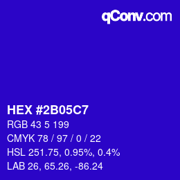 Farbcode: HEX #2B05C7 | qconv.com