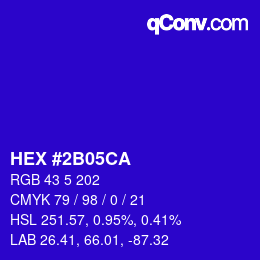 Color code: HEX #2B05CA | qconv.com