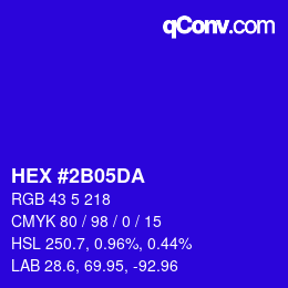 Color code: HEX #2B05DA | qconv.com