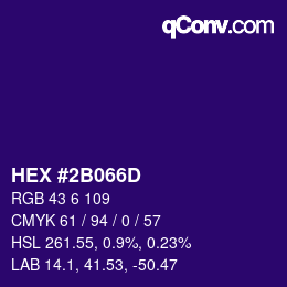 カラーコード: HEX #2B066D | qconv.com
