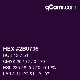 Farbcode: HEX #2B0736 | qconv.com