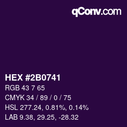 Color code: HEX #2B0741 | qconv.com