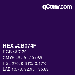 Color code: HEX #2B074F | qconv.com