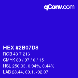 Color code: HEX #2B07D8 | qconv.com