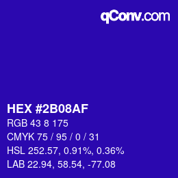 Color code: HEX #2B08AF | qconv.com