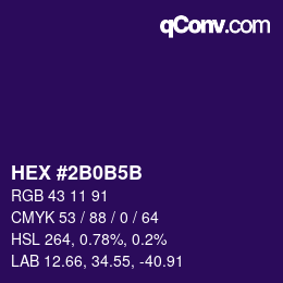 Color code: HEX #2B0B5B | qconv.com
