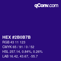 颜色代码: HEX #2B0B7B | qconv.com
