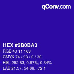 カラーコード: HEX #2B0BA3 | qconv.com