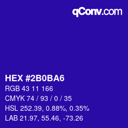 Color code: HEX #2B0BA6 | qconv.com