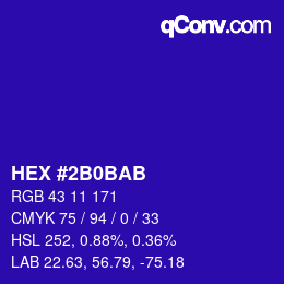 Color code: HEX #2B0BAB | qconv.com
