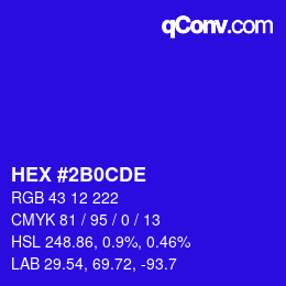 Color code: HEX #2B0CDE | qconv.com