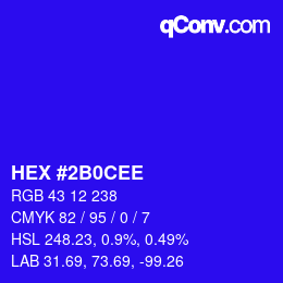 Color code: HEX #2B0CEE | qconv.com