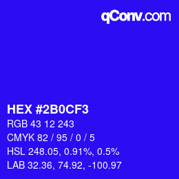 Color code: HEX #2B0CF3 | qconv.com