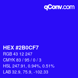 Farbcode: HEX #2B0CF7 | qconv.com