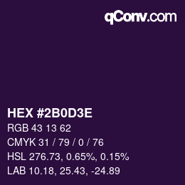 カラーコード: HEX #2B0D3E | qconv.com
