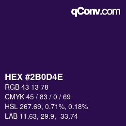 カラーコード: HEX #2B0D4E | qconv.com