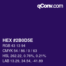 Código de color: HEX #2B0D5E | qconv.com