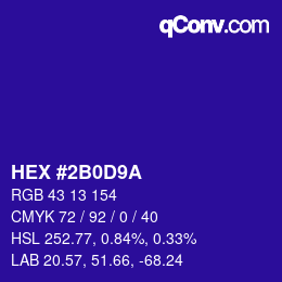 Color code: HEX #2B0D9A | qconv.com