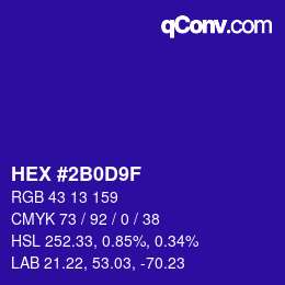 Color code: HEX #2B0D9F | qconv.com