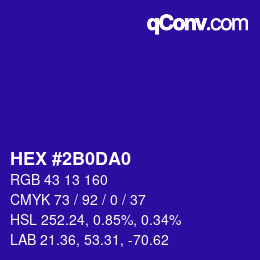 Farbcode: HEX #2B0DA0 | qconv.com