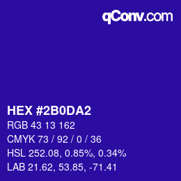 颜色代码: HEX #2B0DA2 | qconv.com