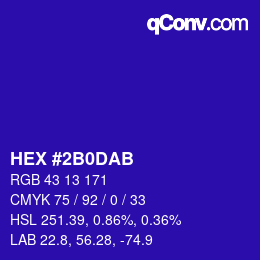 Color code: HEX #2B0DAB | qconv.com