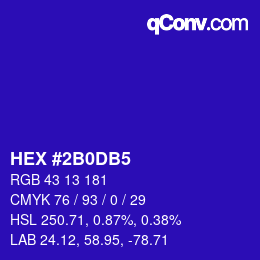 颜色代码: HEX #2B0DB5 | qconv.com