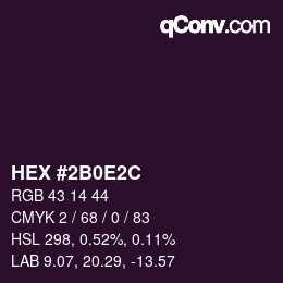 Color code: HEX #2B0E2C | qconv.com