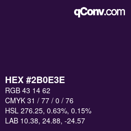 カラーコード: HEX #2B0E3E | qconv.com